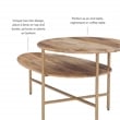 Pemberly Row Two Tiered Wood and Metal Coffee Table in Natural and Gold
