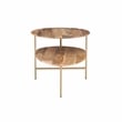 Pemberly Row Two Tiered Wood and Metal Coffee Table in Natural and Gold