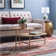 Pemberly Row Two Tiered Wood and Metal Coffee Table in Natural and Gold