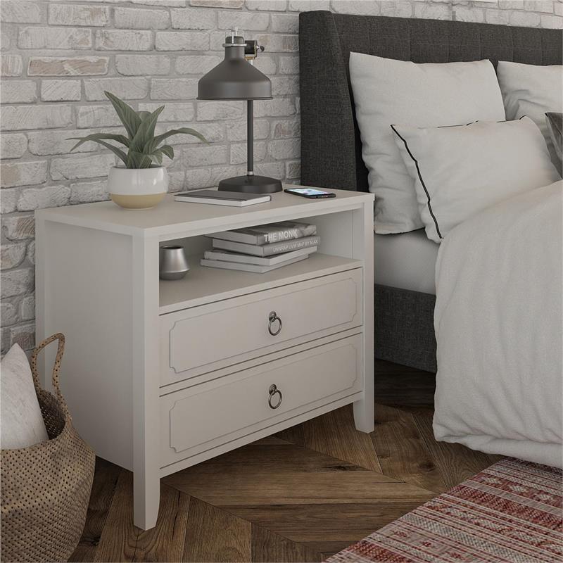 Pemberly Row Modern / Contemporary 2 Drawer Nightstand in Soft White