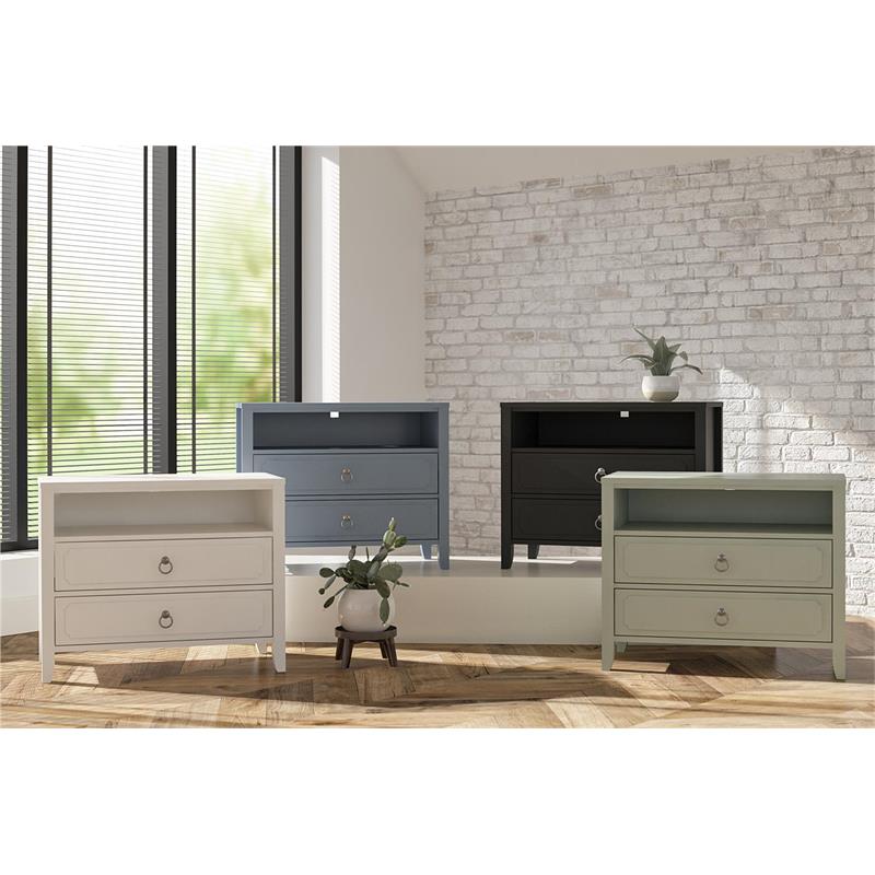 Pemberly Row Modern / Contemporary 2 Drawer Nightstand in Soft White