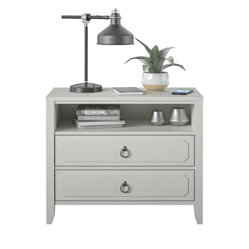 Pemberly Row Modern / Contemporary 2 Drawer Nightstand in Soft White