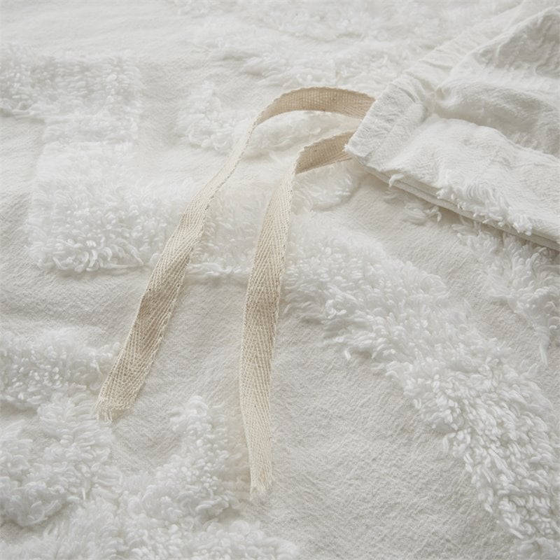 Pemberly Row 3-Piece Cotton Tufted Full/Queen Duvet Cover Set in Off White