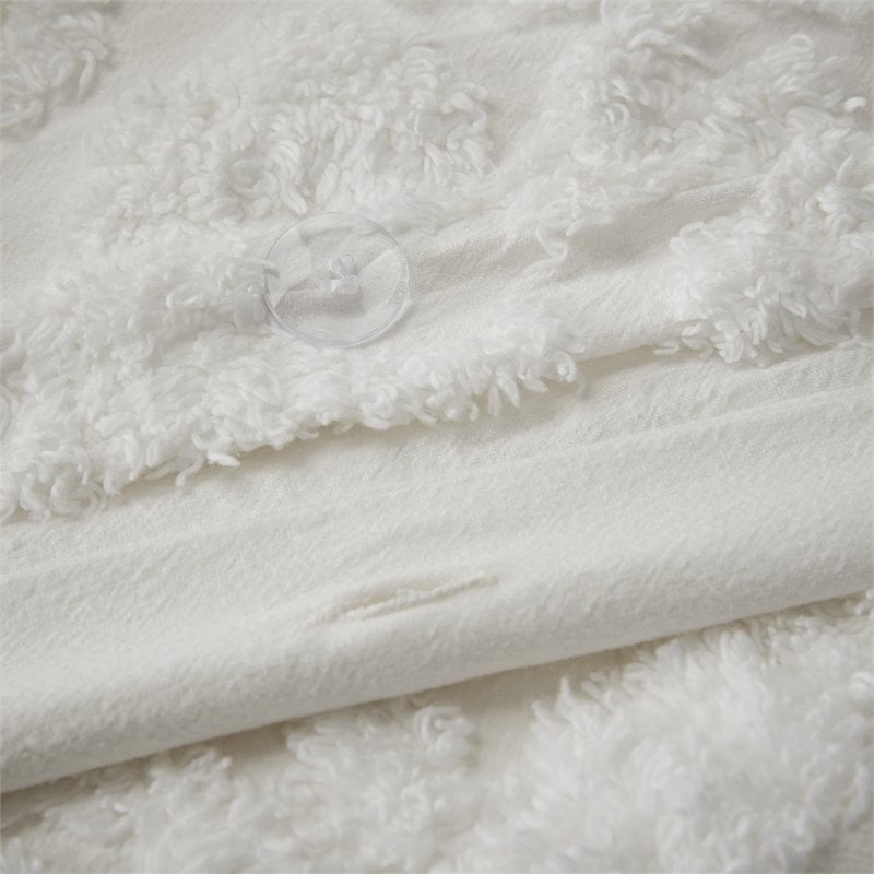 Pemberly Row 3-Piece Cotton Tufted Full/Queen Duvet Cover Set in Off White
