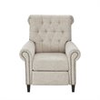 Pemberly Row Fabric and Solid Wood Push Back Recliner in Cream