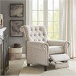 Pemberly Row Fabric and Solid Wood Push Back Recliner in Cream