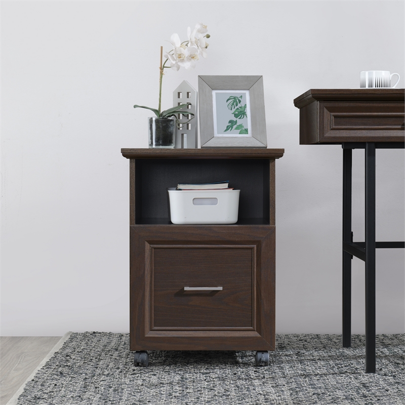 Pemberly Row Engineered Wood Rolling File with Lockdowel in Espresso Finish