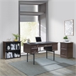Pemberly Row Engineered Wood Executive Desk with Power in Espresso Finish