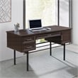 Pemberly Row Engineered Wood Executive Desk with Power in Espresso Finish