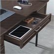 Pemberly Row Engineered Wood Executive Desk with Power in Espresso Finish