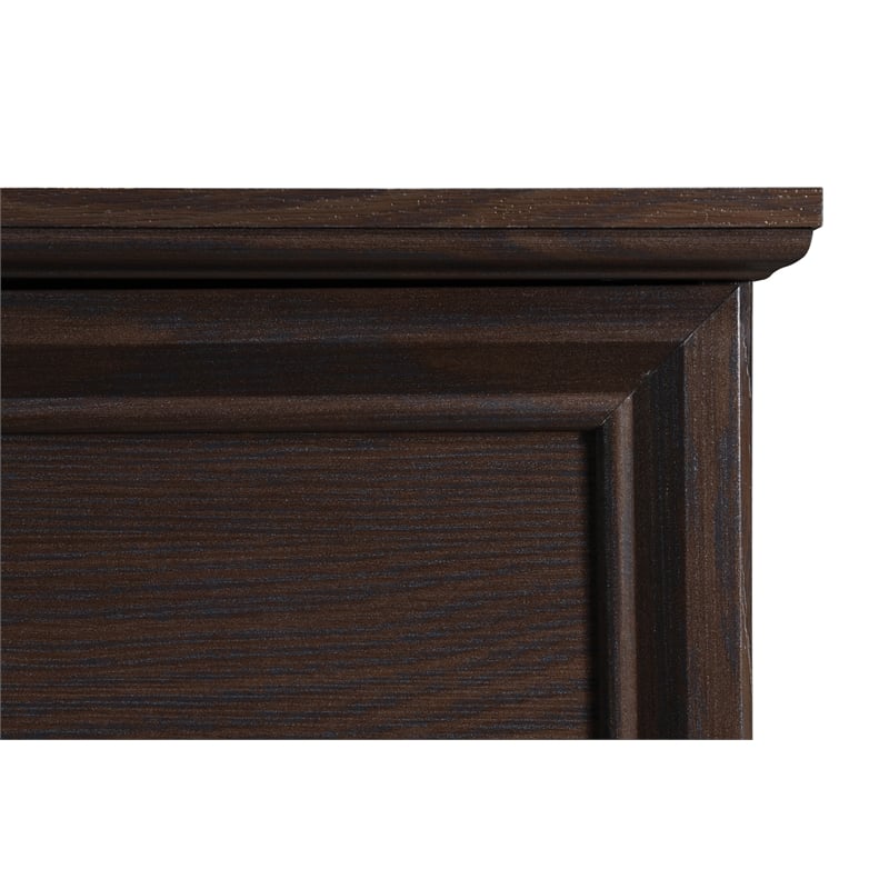 Pemberly Row Engineered Wood Executive Desk with Power in Espresso Finish