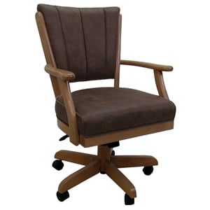 Pemberly Row Classic Caster Wood Dining Chair - Northwest Whiskey - Light Oak
