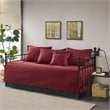 Pemberly Row Polyester Herringbone Reversible Daybed Cover Set in Red