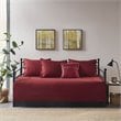 Pemberly Row Polyester Herringbone Reversible Daybed Cover Set in Red
