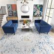 Pemberly Row Mid-Century Modern Living Room Velvet Sofa Set in Blue