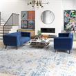Pemberly Row Mid-Century Modern Living Room Velvet Sofa Set in Blue