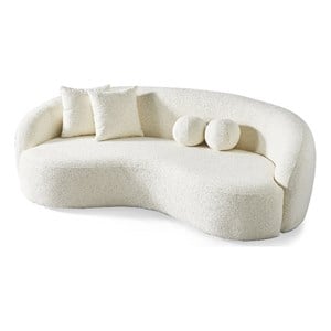 Pemberly Row Japandi Style Luxury Modern Boucle Fabric Curvy Ivory Couch
