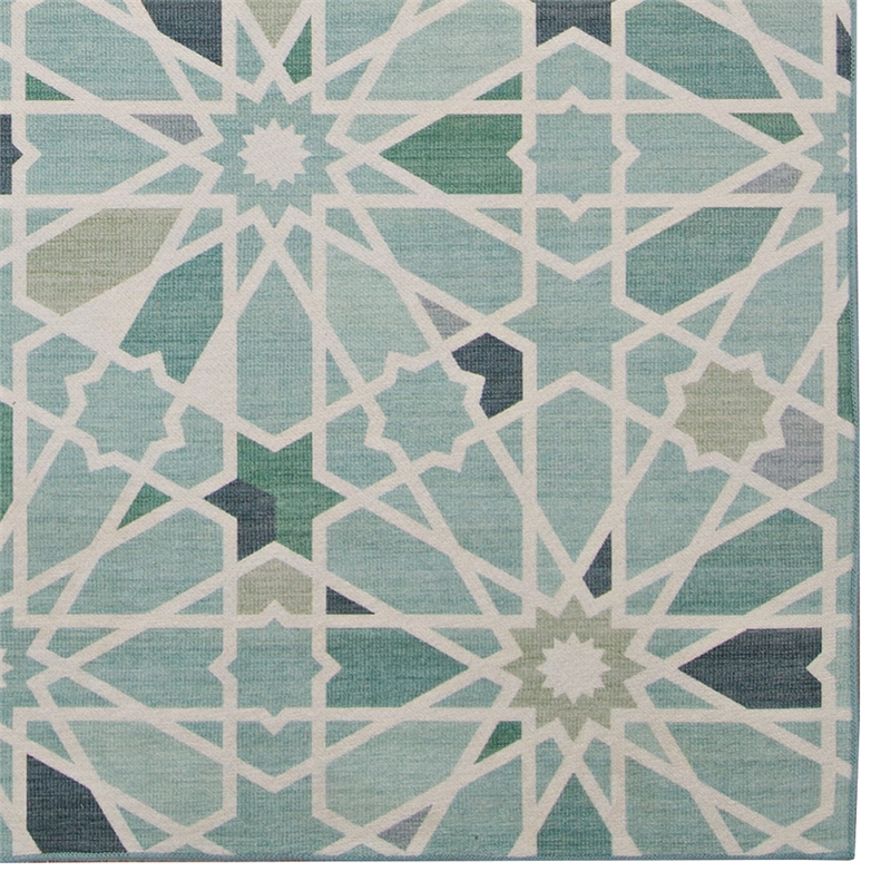 Pemberly Row Indoor Outdoor Machine Baffin Polyester Accent 3'x5' Rug in Green