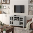 Pemberly Row Solid Wood 53 inch Wide Contemporary TV Media Stand in Fog Gray