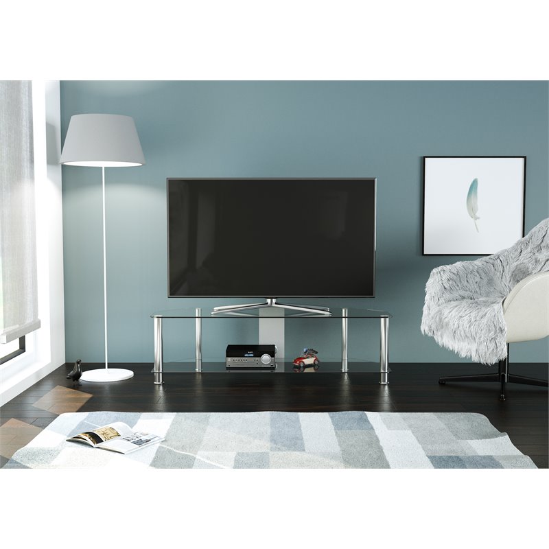 Pemberly Row Steel TV Stand w/ Cable Management for up to 65