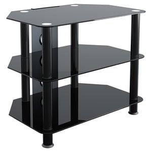Pemberly Row Steel TV Stand with Cable Management for up to 32&quot TVs in Black