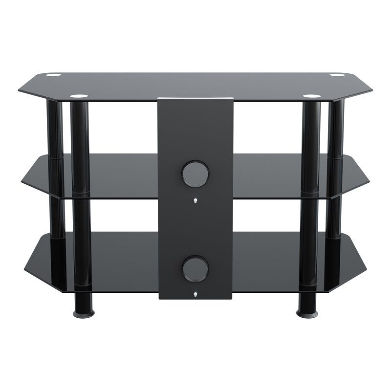 Pemberly Row Transitional Steel and Glass TV Stand for 10