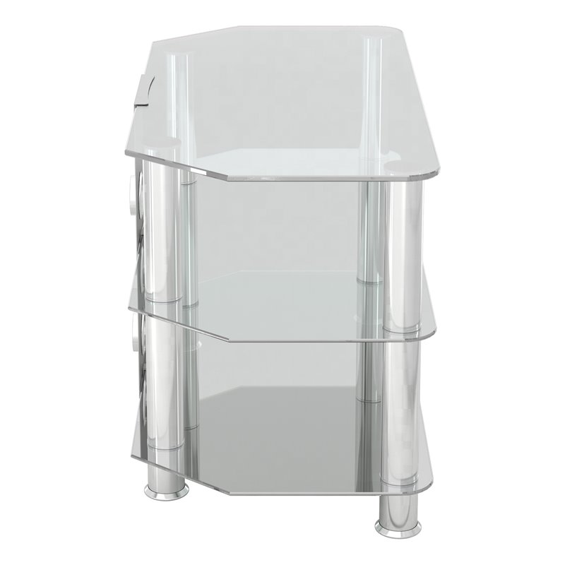 Pemberly Row Steel and Glass TV Stand for 10