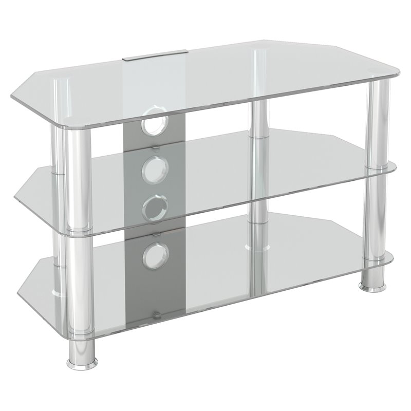 Pemberly Row Steel and Glass TV Stand for 10