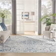 Pemberly Row Modern 9' x 12' Ivory Blue Bohemian Indoor Fabric Rug
