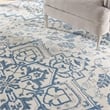 Pemberly Row Modern 9' x 12' Ivory Blue Bohemian Indoor Fabric Rug