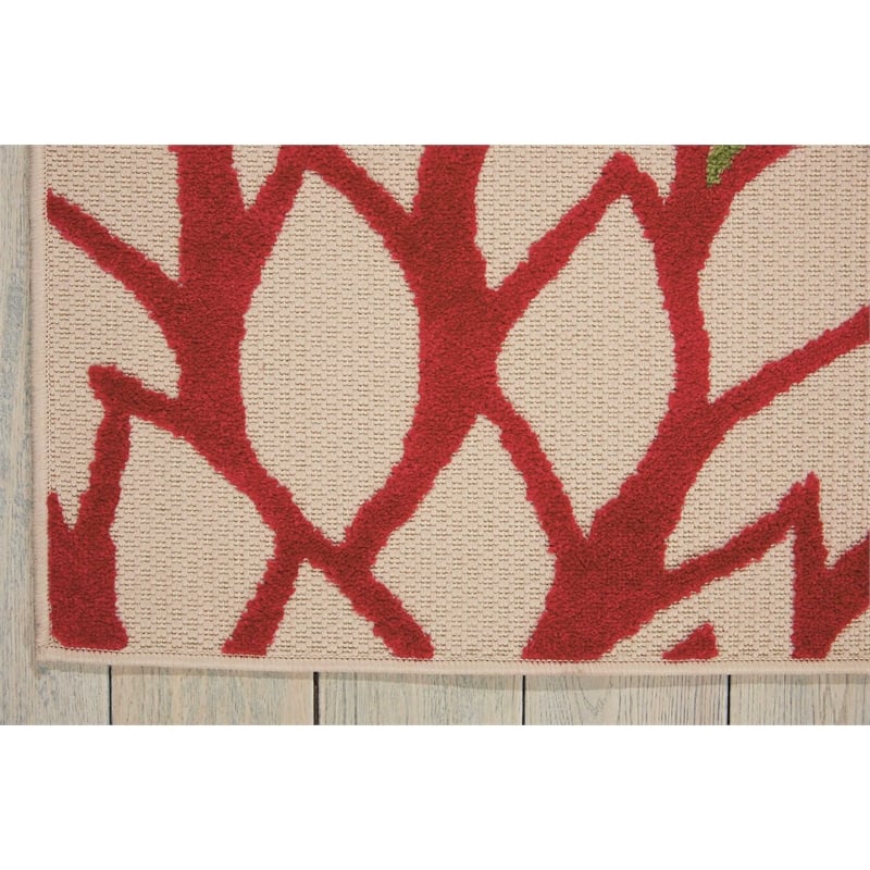 Pemberly Row 5' x 8' Green Fabric Tropical Area Rug (5' x 8')
