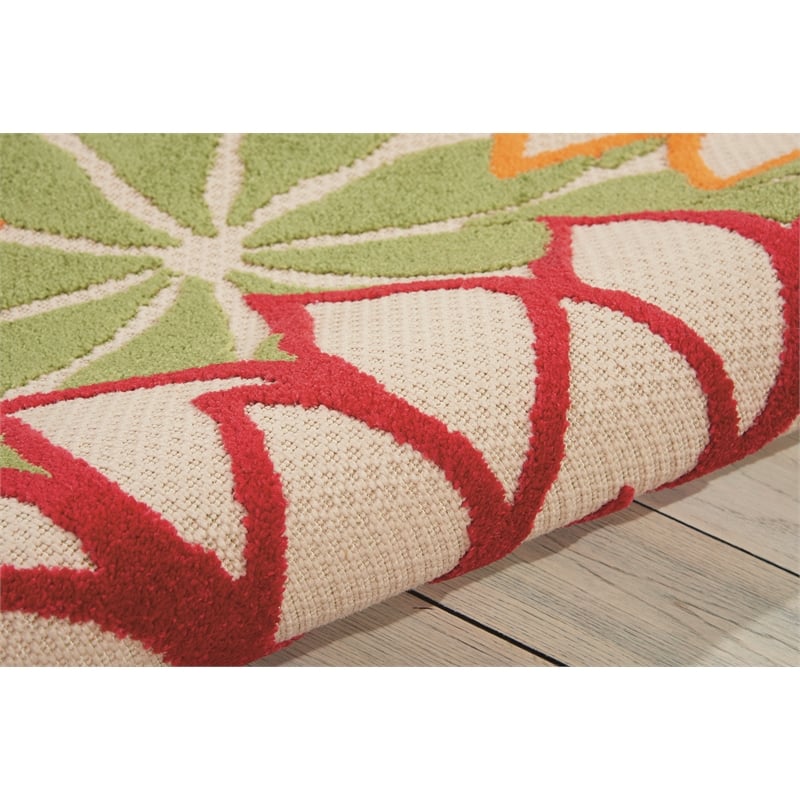 Pemberly Row 5' x 8' Green Fabric Tropical Area Rug (5' x 8')