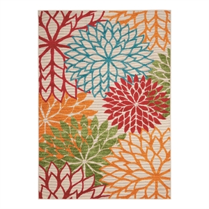 Pemberly Row 5' x 8' Green Fabric Tropical Area Rug (5' x 8')