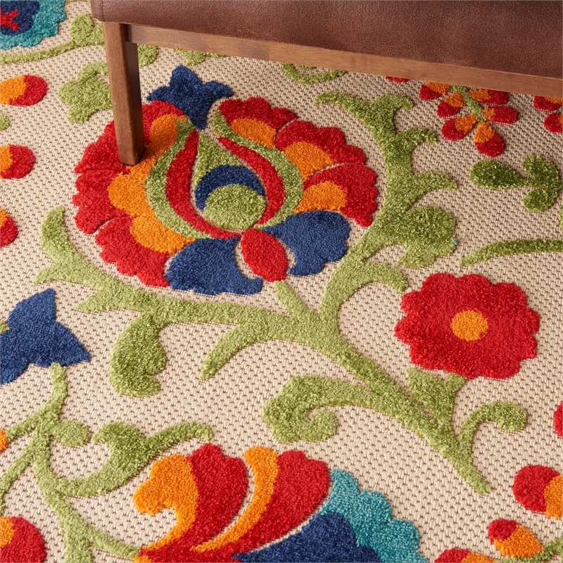 Pemberly Row 8' x 11' Multi-Color Fabric Farmhouse Indoor/Outdoor Area Rug