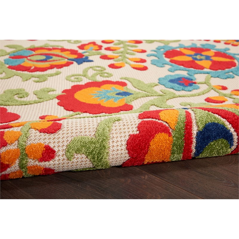 Pemberly Row 8' x 11' Multi-Color Fabric Farmhouse Indoor/Outdoor Area Rug