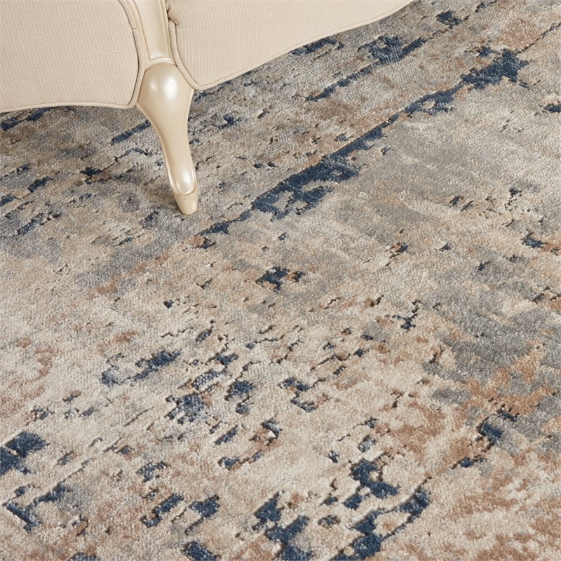 Pemberly Row 10' x 14' Beige Gray Fabric Modern Area Rug (10' x 14')
