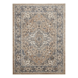 Pemberly Row 9' x 12' Beige Gray Fabric Farmhouse Area Rug (9' x 12')