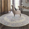 Pemberly Row 8' x Round White and Pink Fabric Vintage Area Rug (8' Round)
