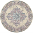 Pemberly Row 8' x Round White and Pink Fabric Vintage Area Rug (8' Round)