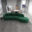 Pemberly Row Japandi Style Luxury Modern Velvet Curvy Couch in Green