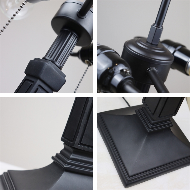 Pemberly Row Modern 2-Light Metal Table Lamp in Blackish Bronze