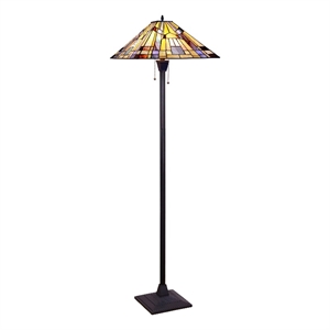 Pemberly Row Modern 2-Light Metal Floor Lamp in Blackish Bronze