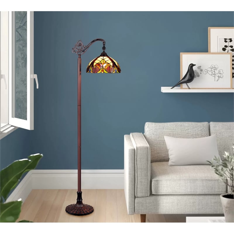 Pemberly Row 1-Light Metal Reading Floor Lamp in Dark Bronze