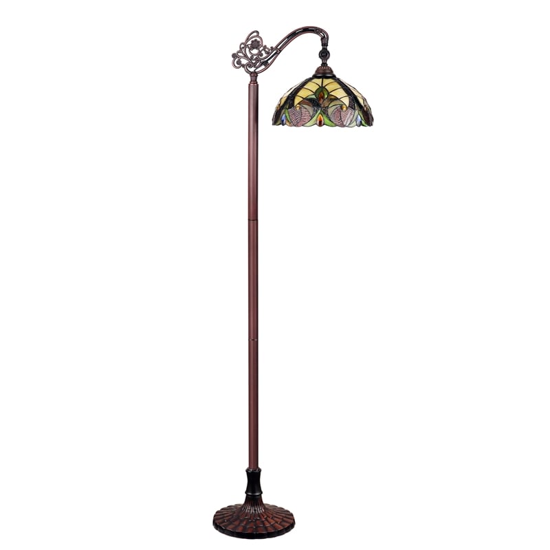 Pemberly Row 1-Light Metal Reading Floor Lamp in Dark Bronze