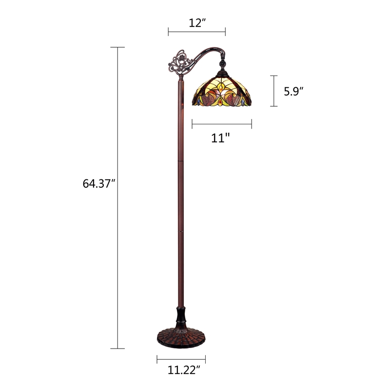 Pemberly Row 1-Light Metal Reading Floor Lamp in Dark Bronze