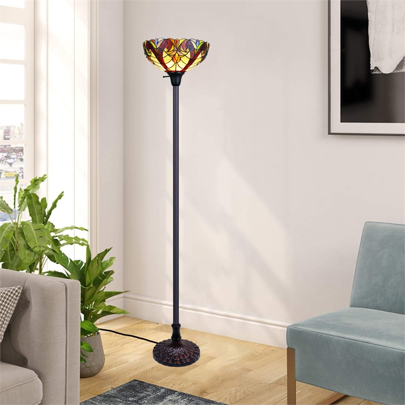 Pemberly Row 1-Light Metal Torchiere Floor Lamp in Dark Bronze