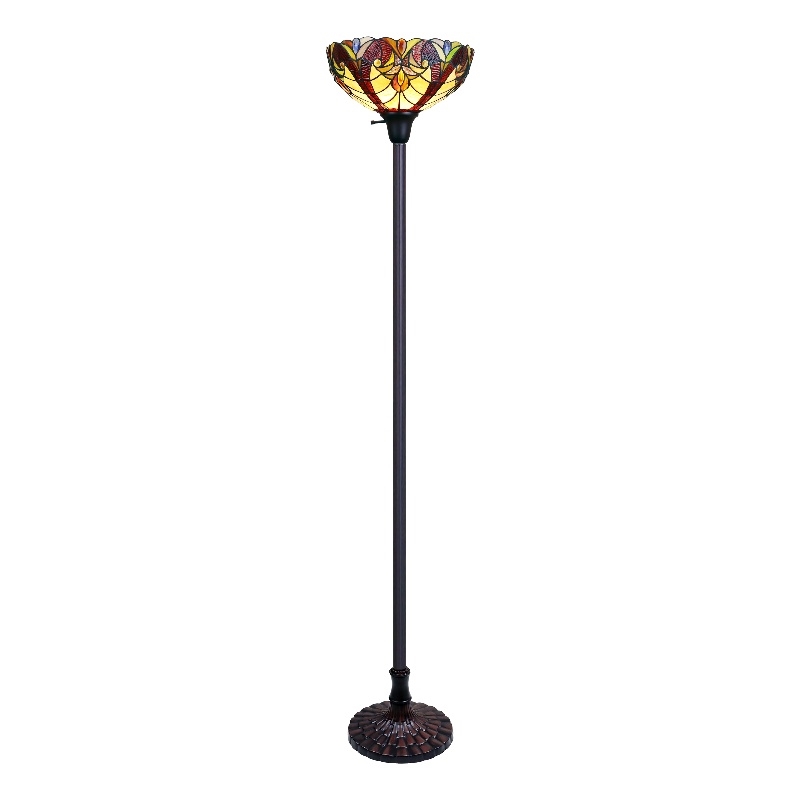 Pemberly Row 1-Light Metal Torchiere Floor Lamp in Dark Bronze