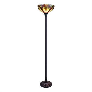 Pemberly Row 1-Light Metal Torchiere Floor Lamp in Dark Bronze