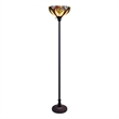 Pemberly Row 1-Light Metal Torchiere Floor Lamp in Dark Bronze
