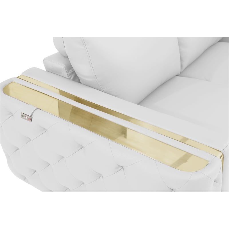 Pemberly Row Modern Genuine Italian Leather Upholstered Loveseat